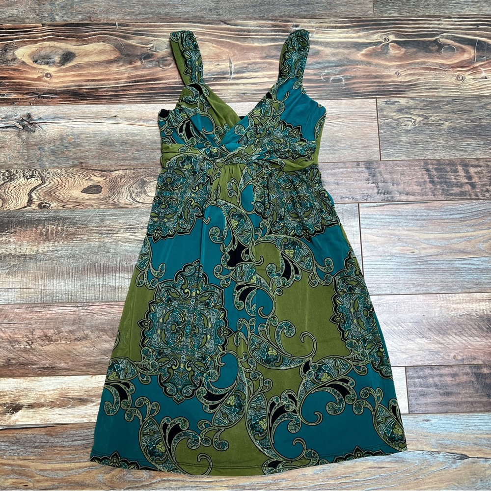 APT9 Paisley Print Green/Blue Sleeveless Dress Size S